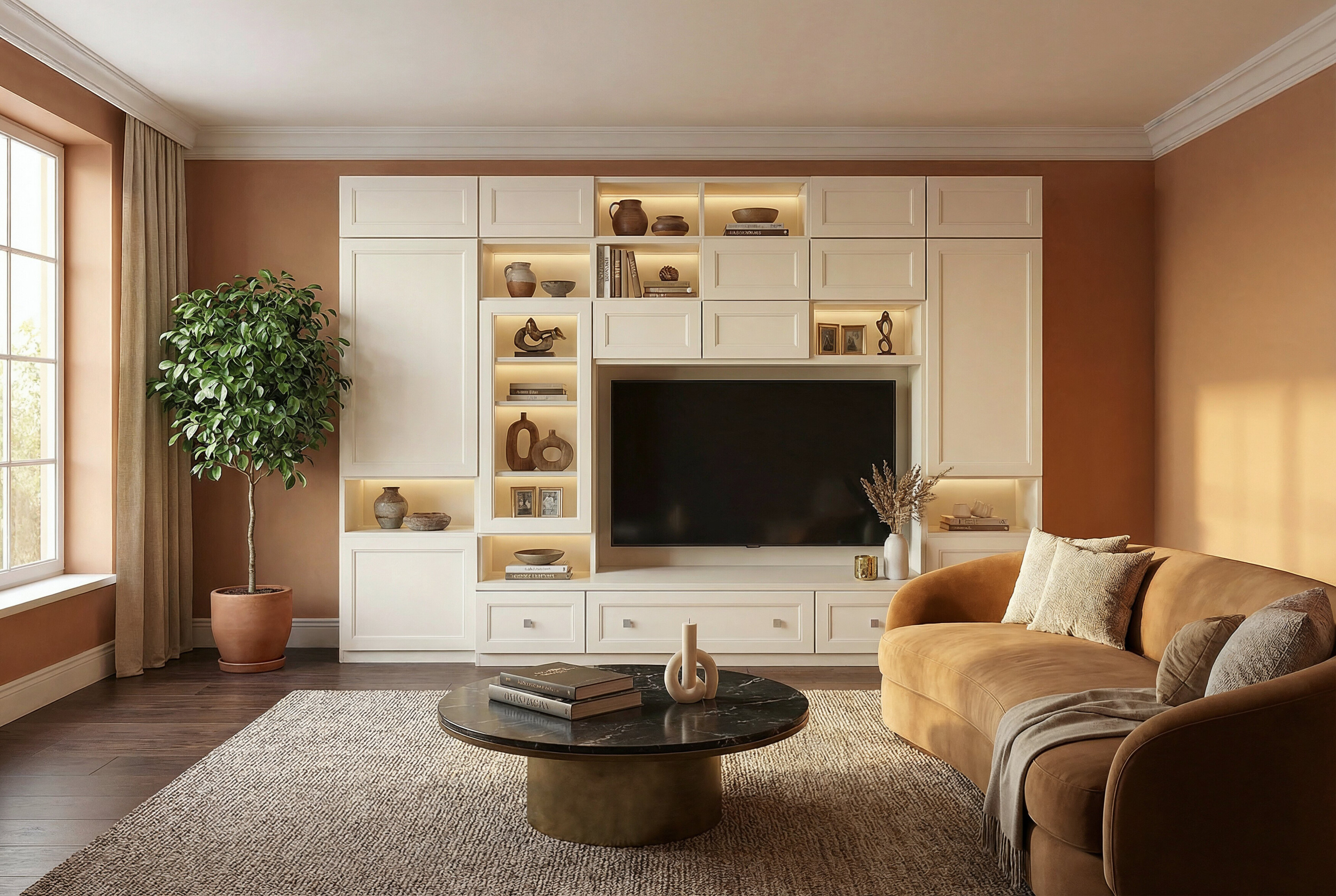 Soggiorno-living-2024-esposto-AI Soggiorno contemporaneo con vano porta TV - immagine 1