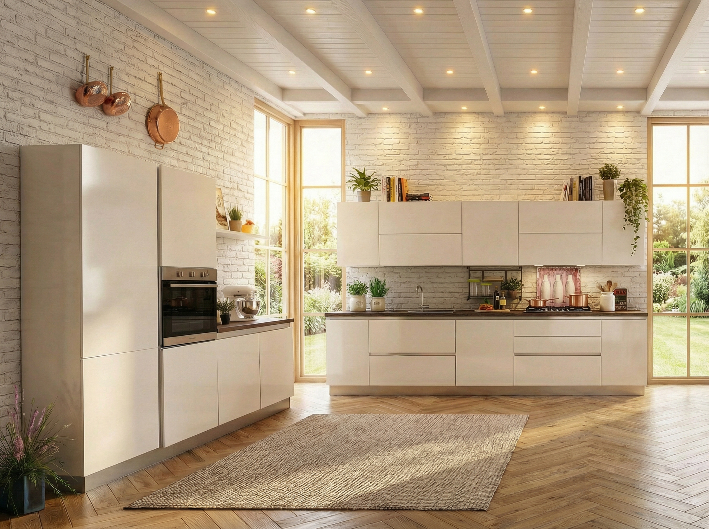 delizia-bianca-lucida-AI Cucina Delizia con colonna forno e base tv - immagine 1