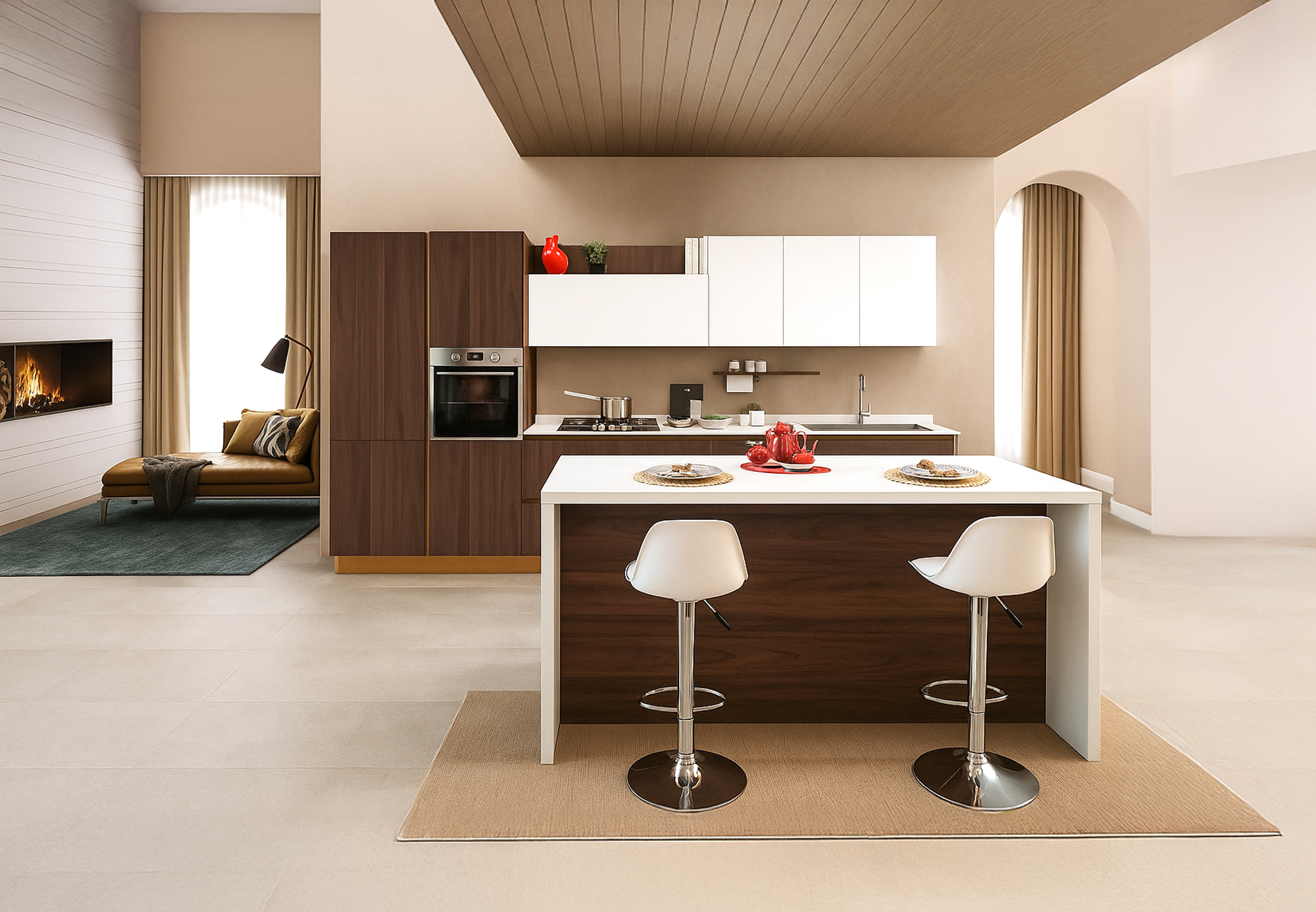pop-noce-esposta-AI Cucina Pop con isola - immagine 1